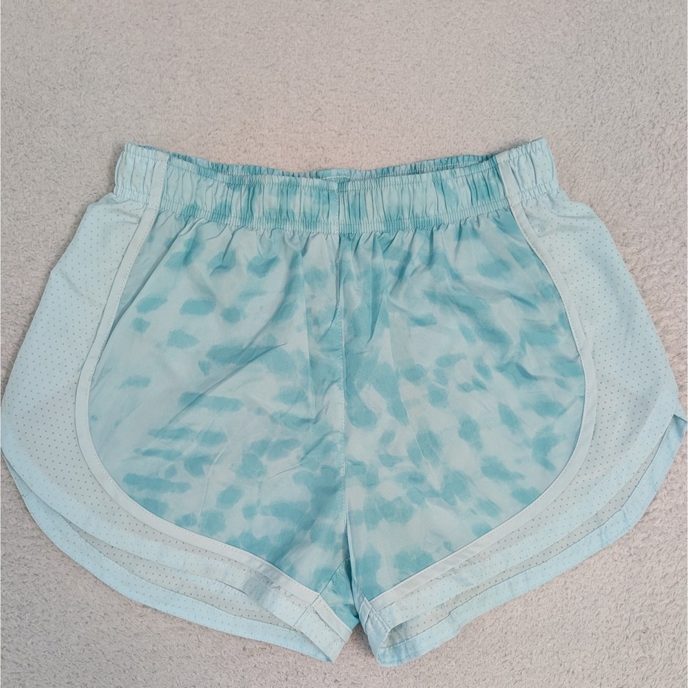 Nike Dri Fit Printed Tempo Running Shorts Lined Teal Tint/White Women's Size Sm